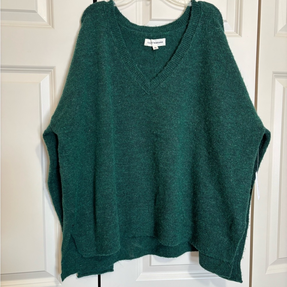 NWT Lucky Brand Teal V-Neck Sweater